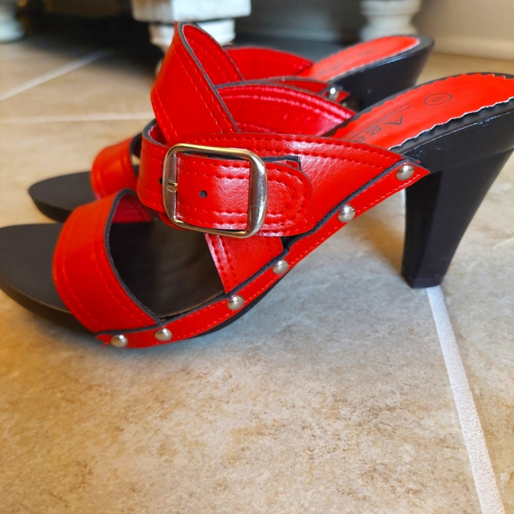 Women's red Agape heeled sandals